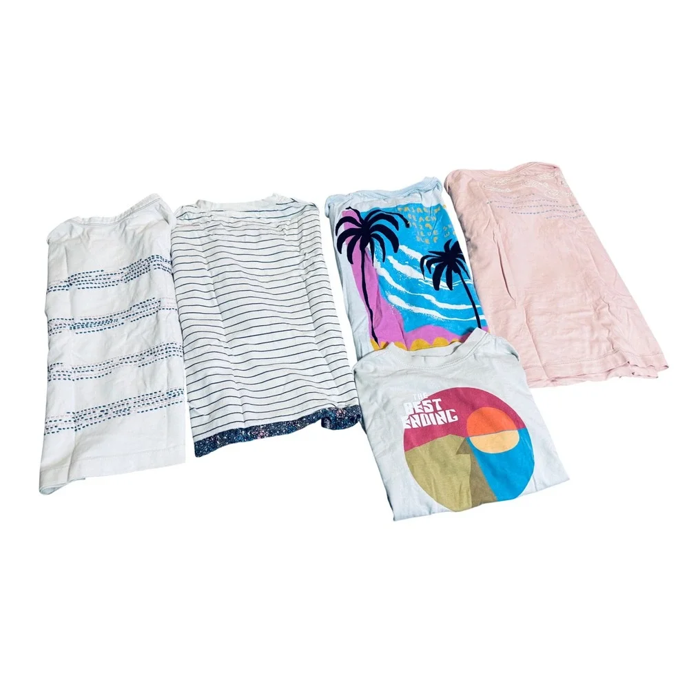 Zara 5 Shirts Bundle SZ 6 Boy Crew Neck Cotton‎ Embroidered Pocket Spring Summer
